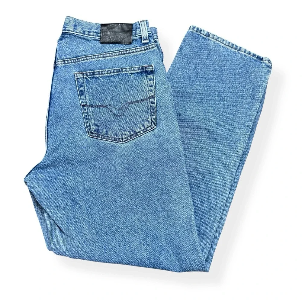 Harley Davidson Jeans Men's 36x30 Light‎ Wash Traditional Denim Biker Motorcycle
